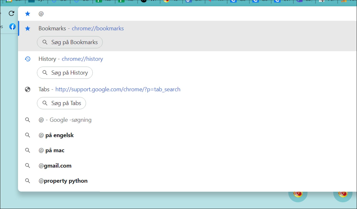 @ i Google: Med @tabs, @history og @bookmarks kan du få bedre søkeresultater i Google.